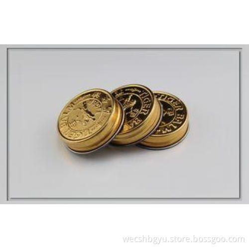 embossed logo 38mm screw Metal Screw Caps for balm , gold